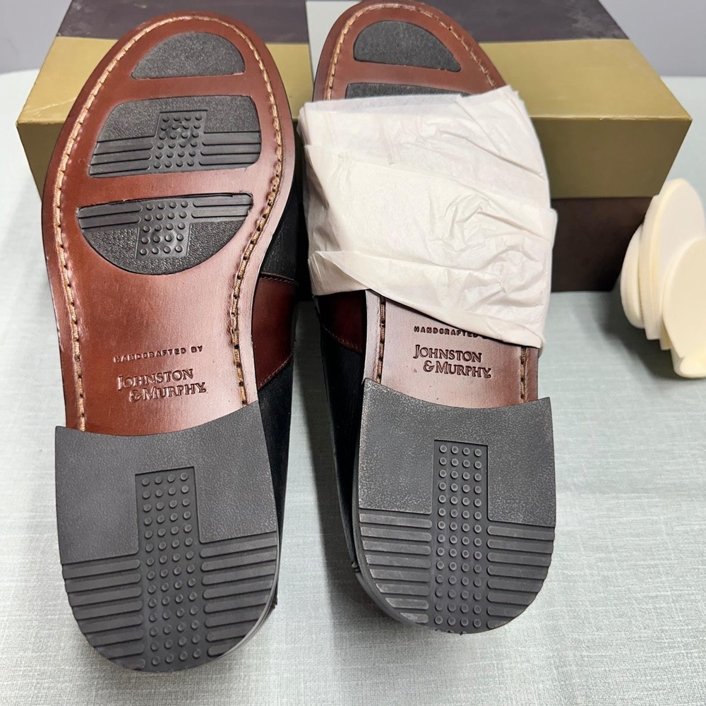 Johnston & Murphy Aragon II Black Burgundy Leather Kiltie Tassel Loafers 10M NEW - Picture 3 of 10